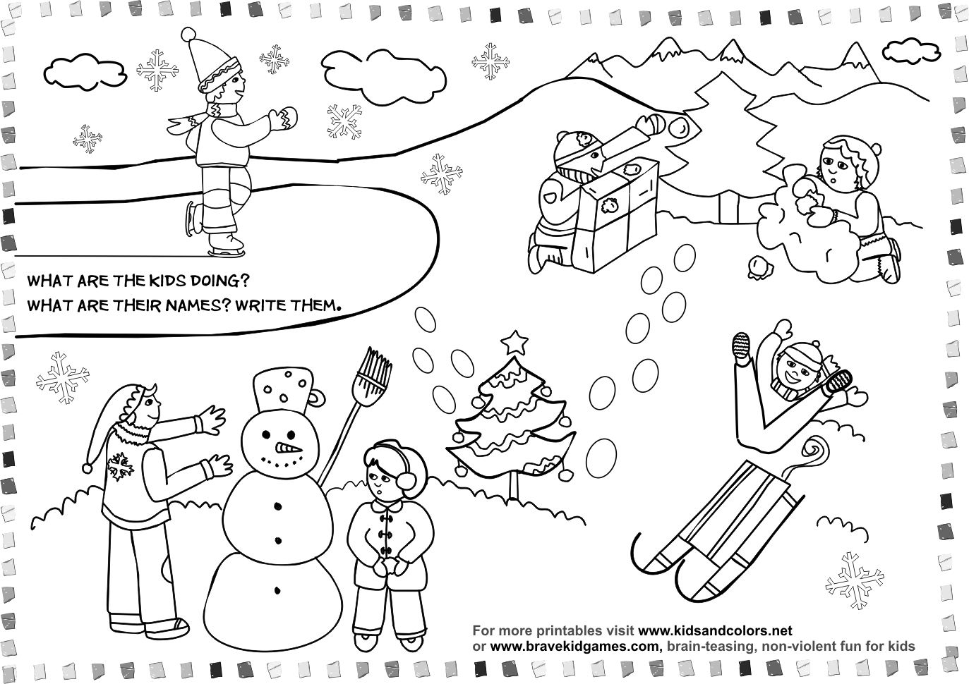 Coloring Pictures Of Children Playing Together