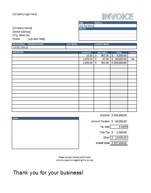 Consulting Services Invoice Template