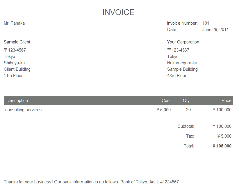 Consulting Services Invoice Template