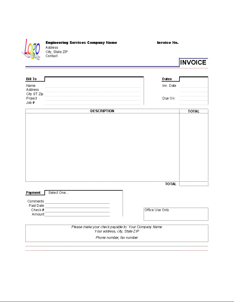 Consulting Services Invoice Template Word