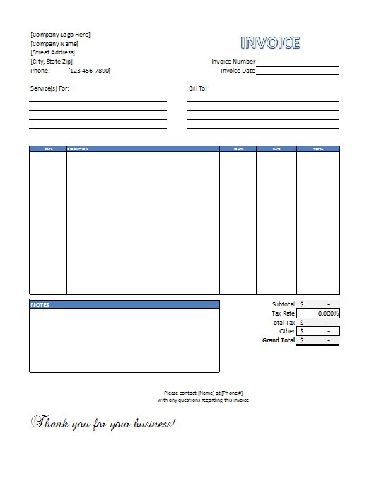 Consulting Services Invoice Template Word