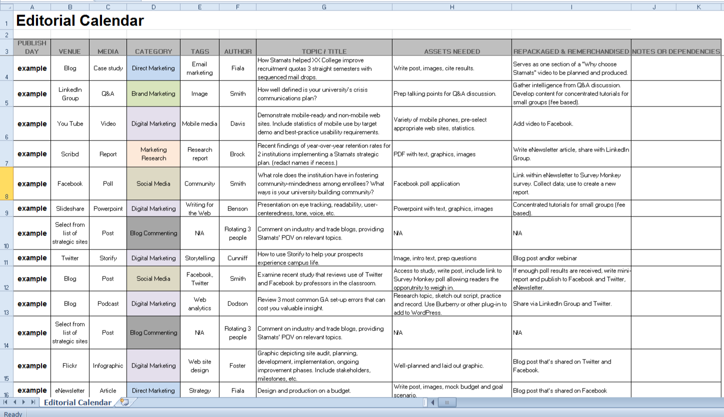 Content Marketing Calendar