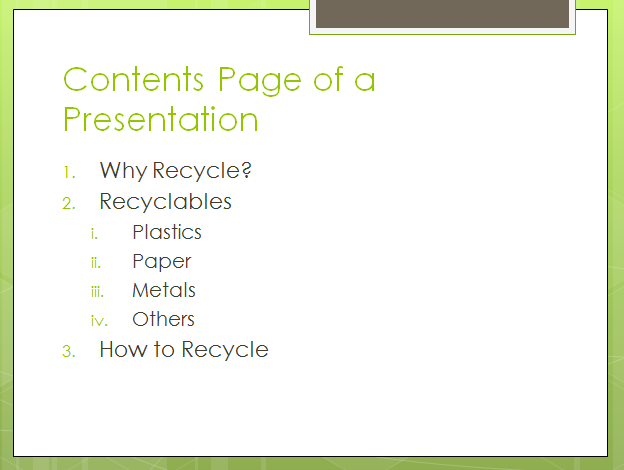 Contents Page Example