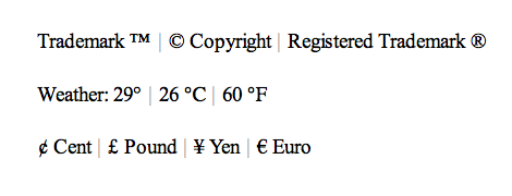 Copyright Symbol Html