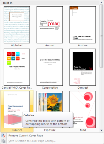 Cover Pages Templates For Word 2010