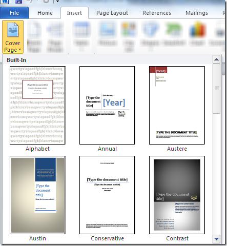 Cover Pages Templates Microsoft Word