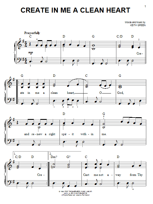 Create In Me A Clean Heart Sheet Music