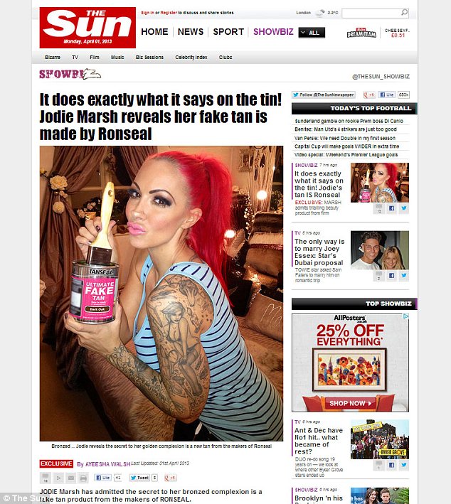 Daily Mail Showbiz Jodie Marsh