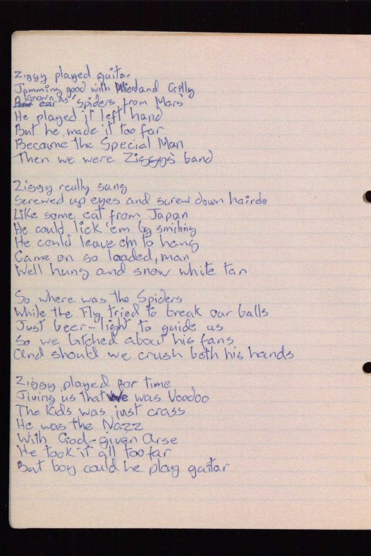 David Bowie Ziggy Stardust Lyrics