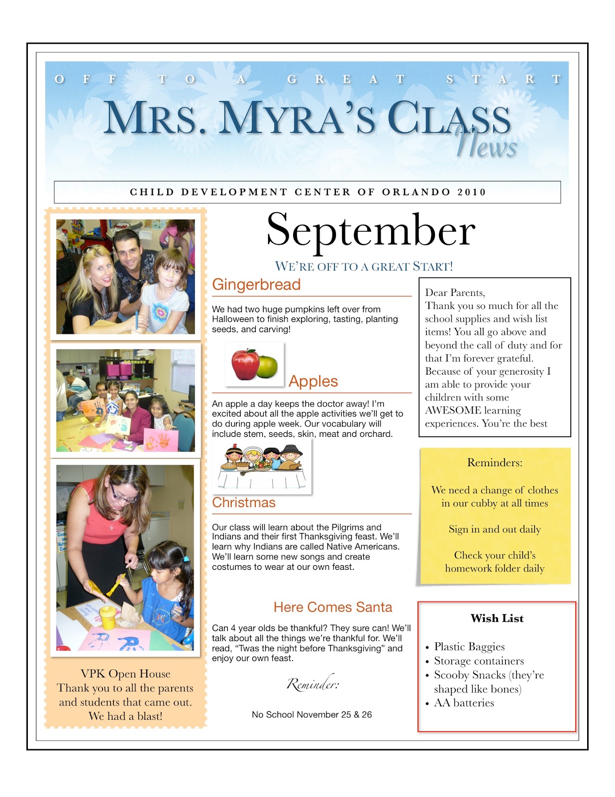 Daycare Newsletter Samples