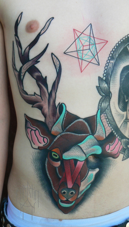 Deer Head Tattoo Chest