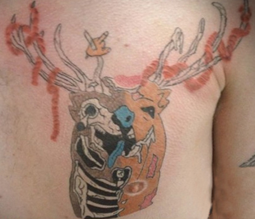 Deer Head Tattoo On Back