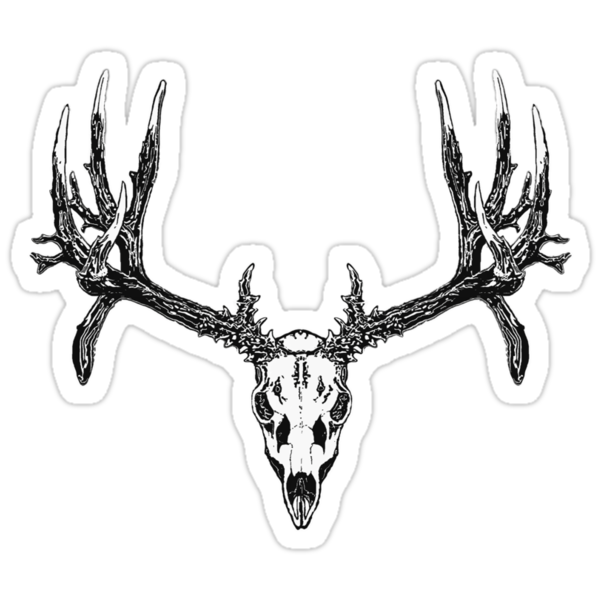 Deer Skull Decal Drop Tine