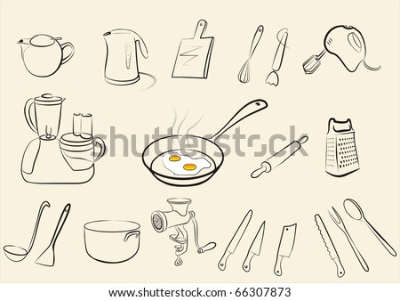 Different Tools And Equipment In Kitchen