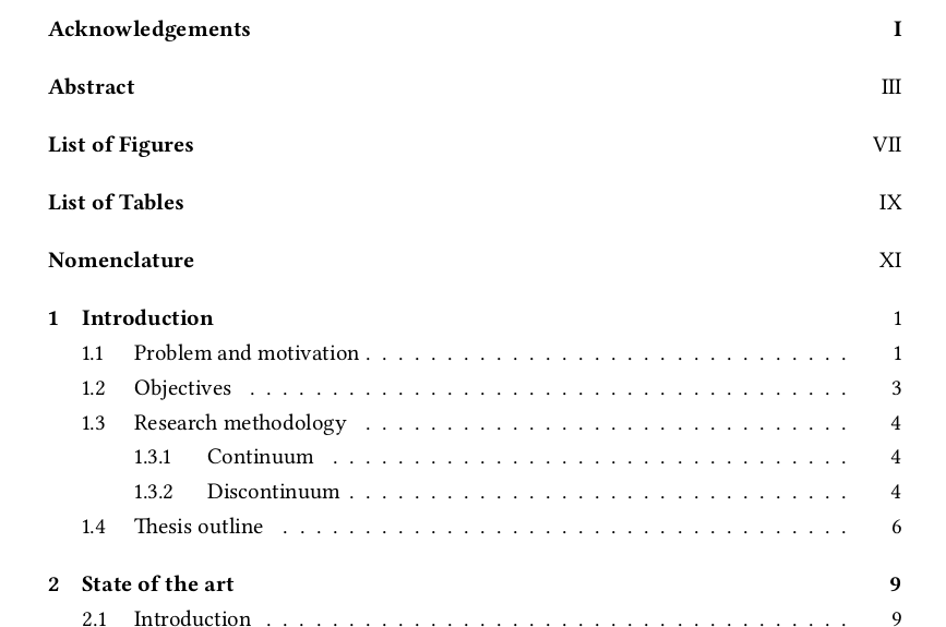 Dissertation Contents Page Layout