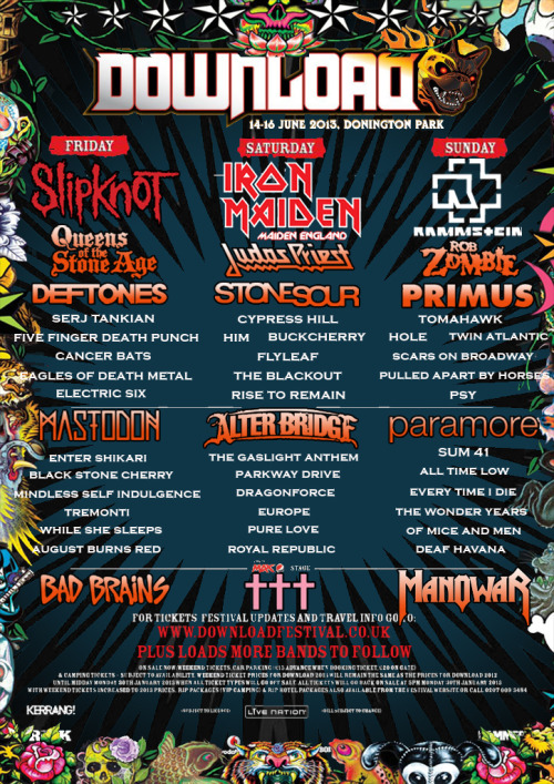 Download Festival 2012 Lineup Poster