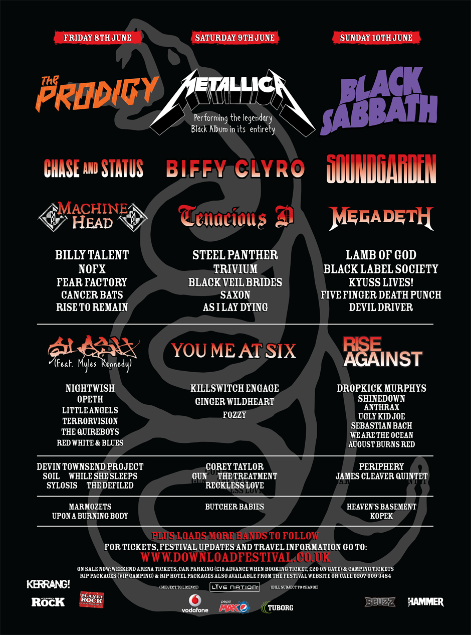 Download Festival 2012 Lineup Times