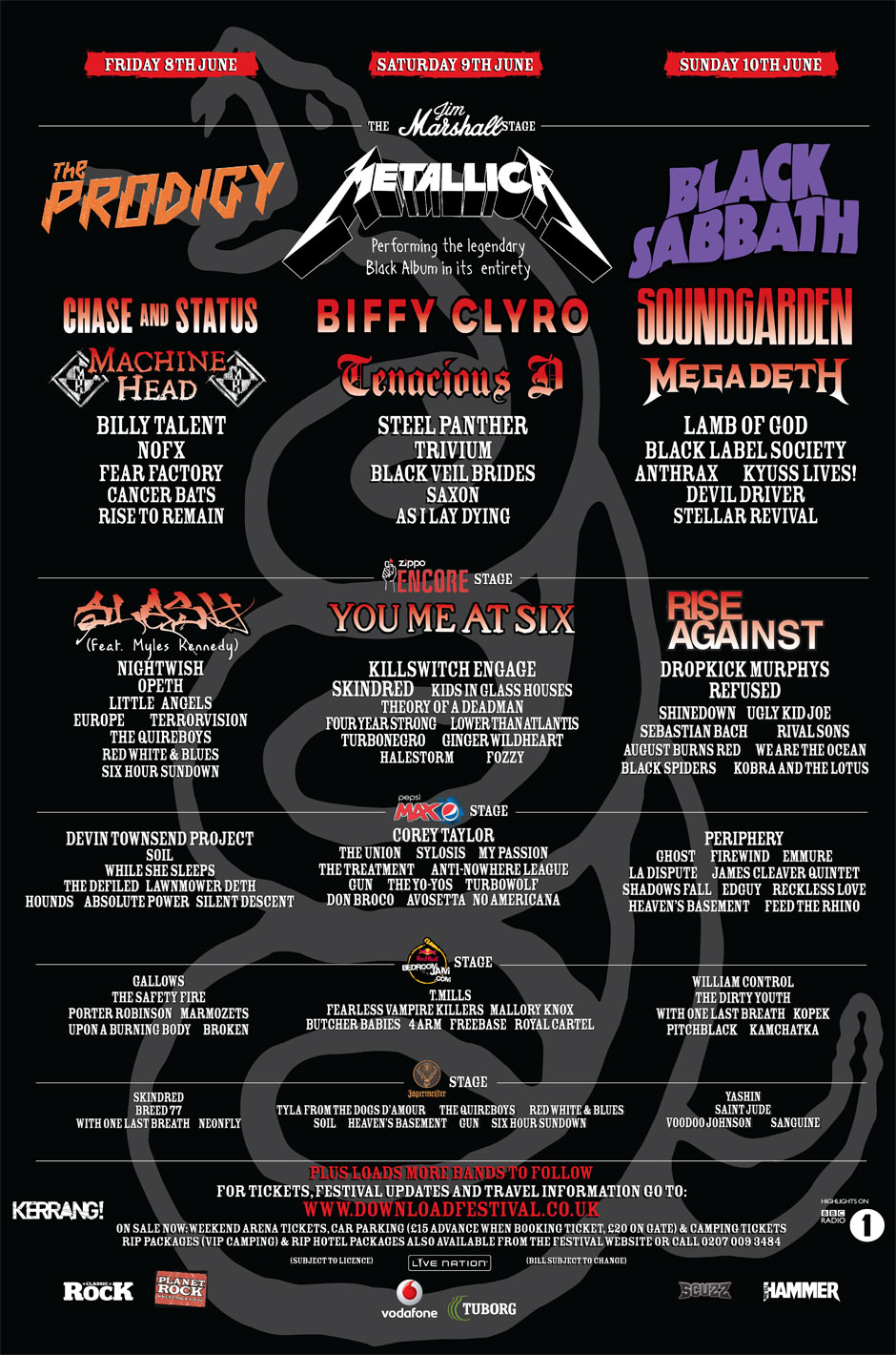 Download Festival 2012 Lineup Times