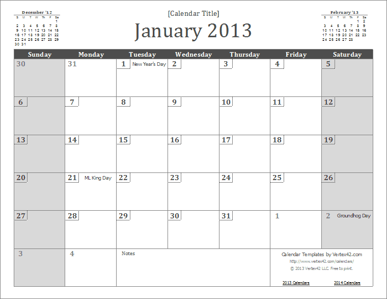 Empty Calendar Template June 2013