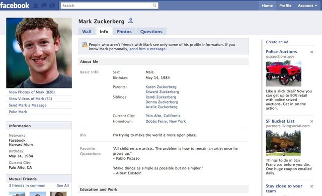 Empty Facebook Profile Layout