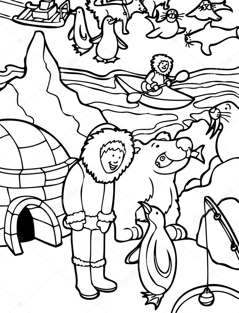 Eskimo Cartoon Black And White