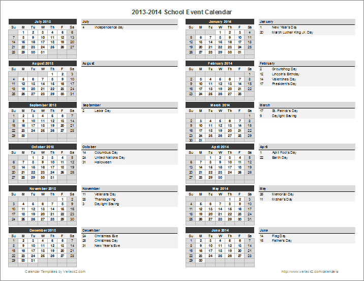 Event Calendar Template Excel