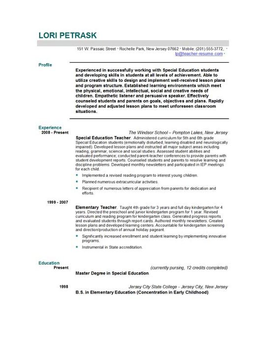 Examples Of Cover Letters For Resumes For Teachers