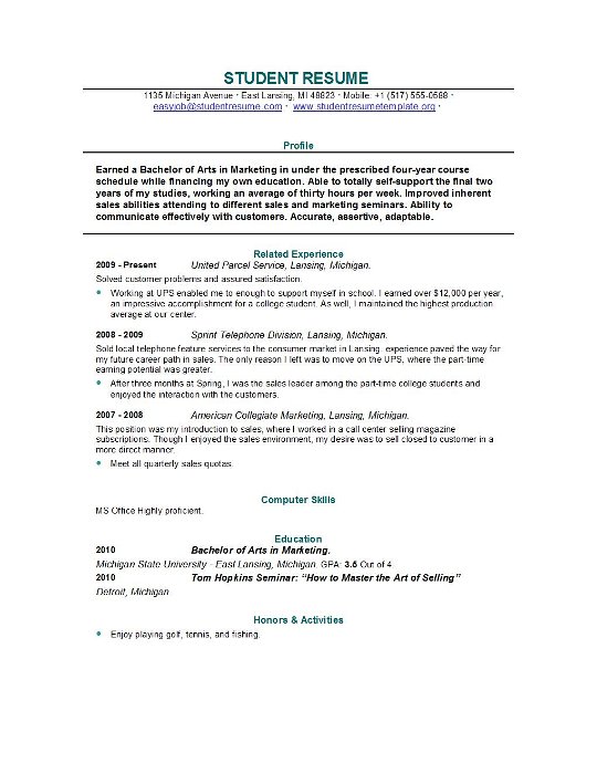 Examples Of Cv For Graduate School