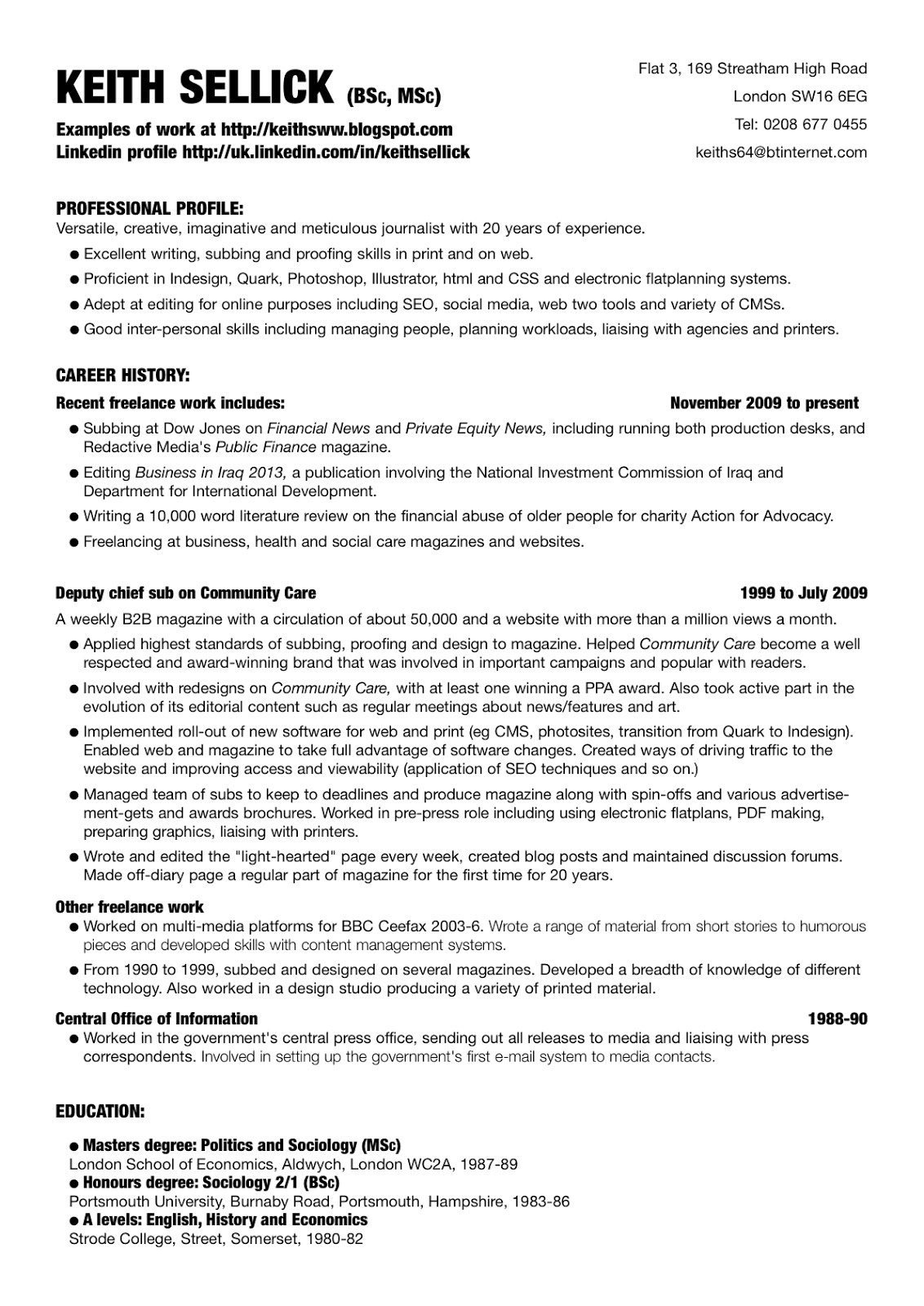 Examples Of Cv Uk