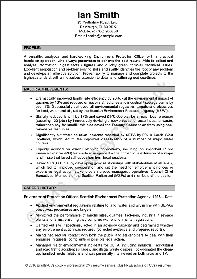 Examples Of Cv Writing