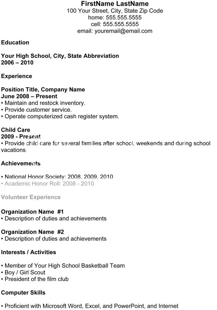 Examples Of Resumes For College Students