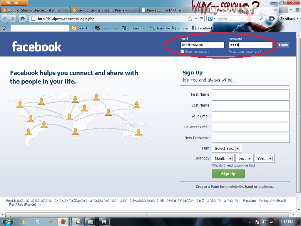 Facebook Login And Password Page