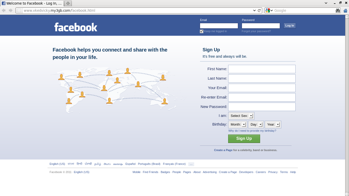 Facebook Login Page Facebook Home Page Login Page O