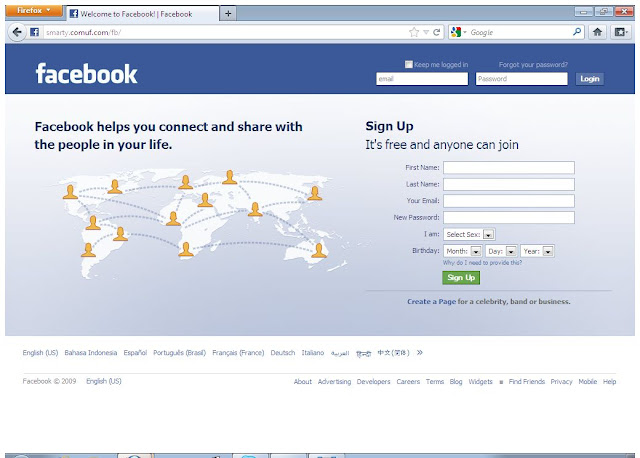 Facebook Login Screenshot