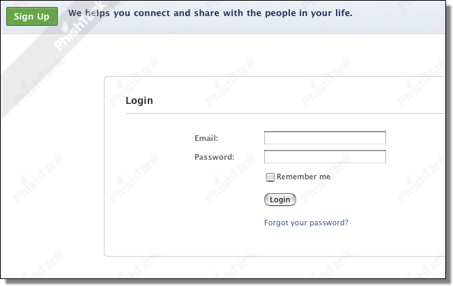 Facebook Login Screenshot