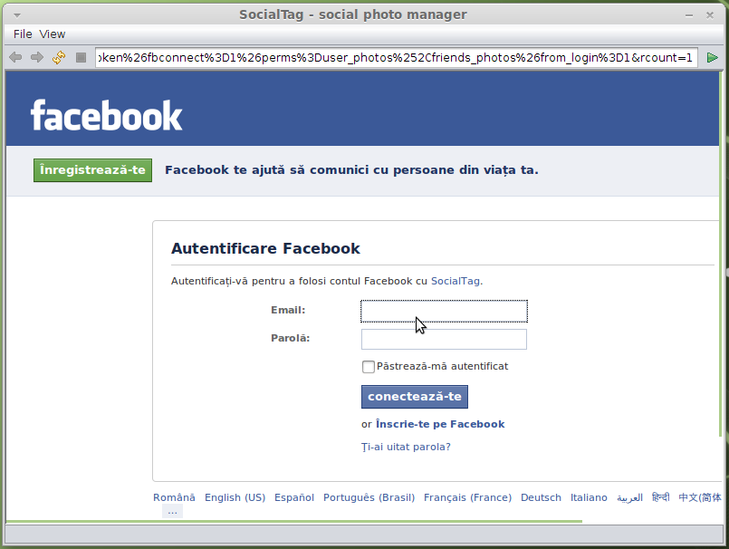 Facebook Login Screenshot