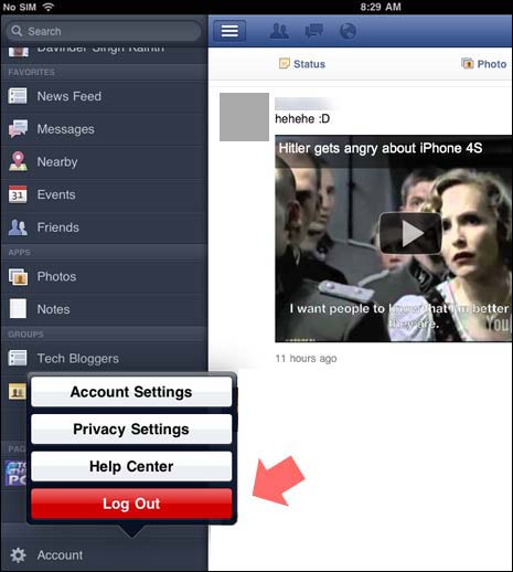 Facebook Logout Button