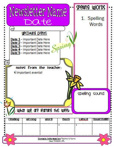 Fall School Newsletter Templates Free