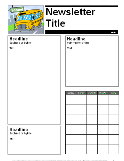 Fall School Newsletter Templates Free