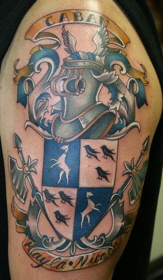 Family Crest Shield Tattoo