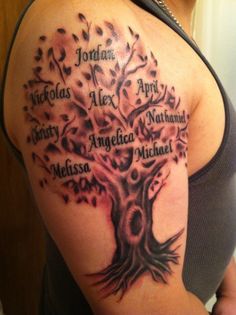 Family Tree Tattoo Design With Names