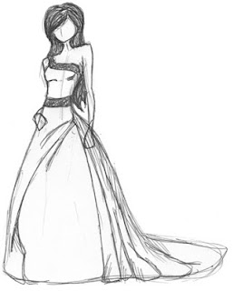 Fashion Sketches Black And White Dress