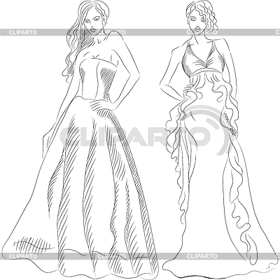 Fashion Sketches Dresses Black And White