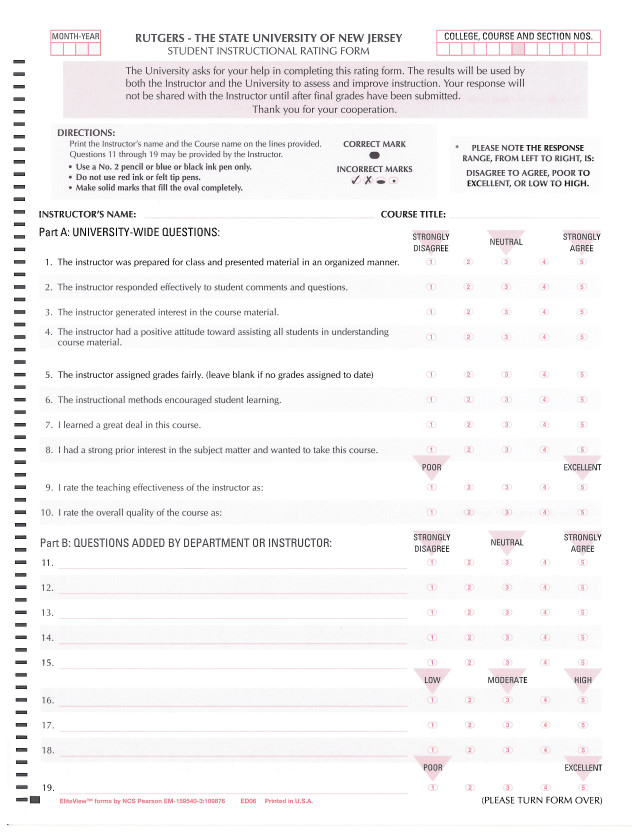 Feedback Form Sample For Students