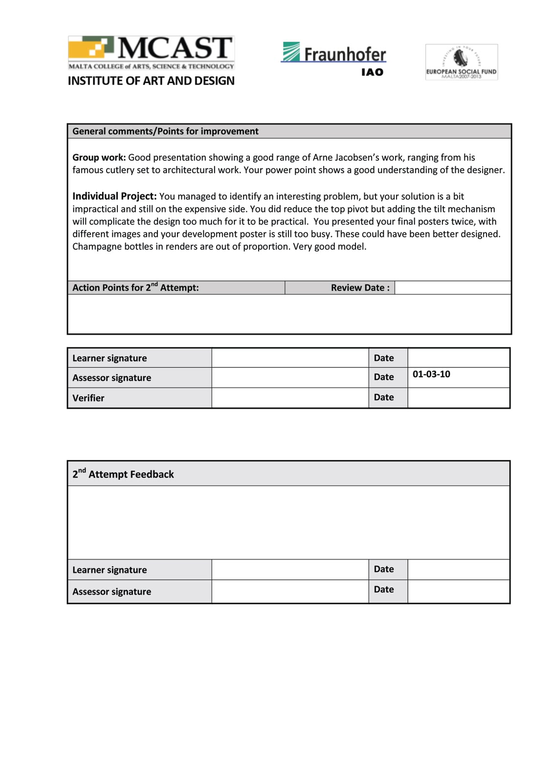 Feedback Form Sample For Students