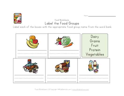 Food Groups For Kids Worksheets