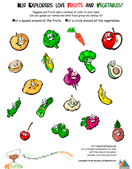 Food Groups For Kids Worksheets