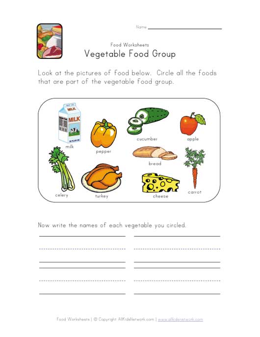 Food Groups Worksheet