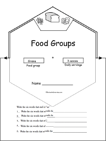 Food Groups Worksheet