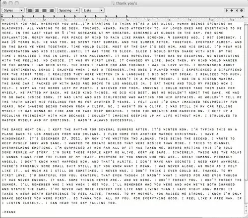 Frank Ocean Gay Letter